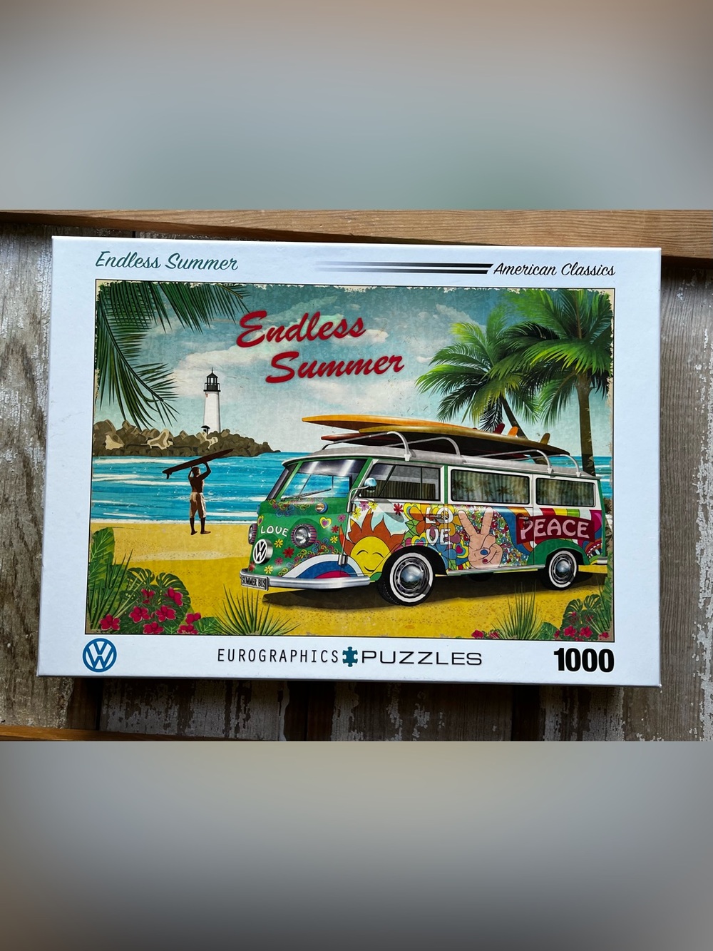 Eurographics VW Bus Endless Summer 1000 Piece Puzzle 70s Hippie Vibe EUC